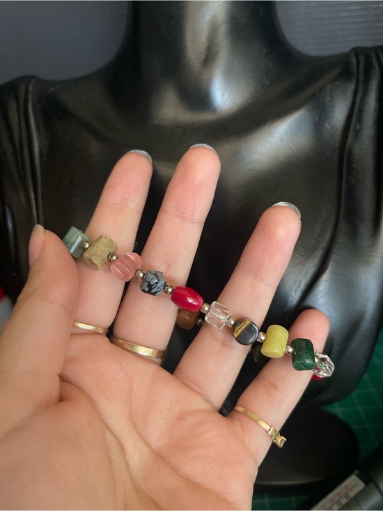 Jewelry - Multi Stone beaded sterling silver toggle bracelet